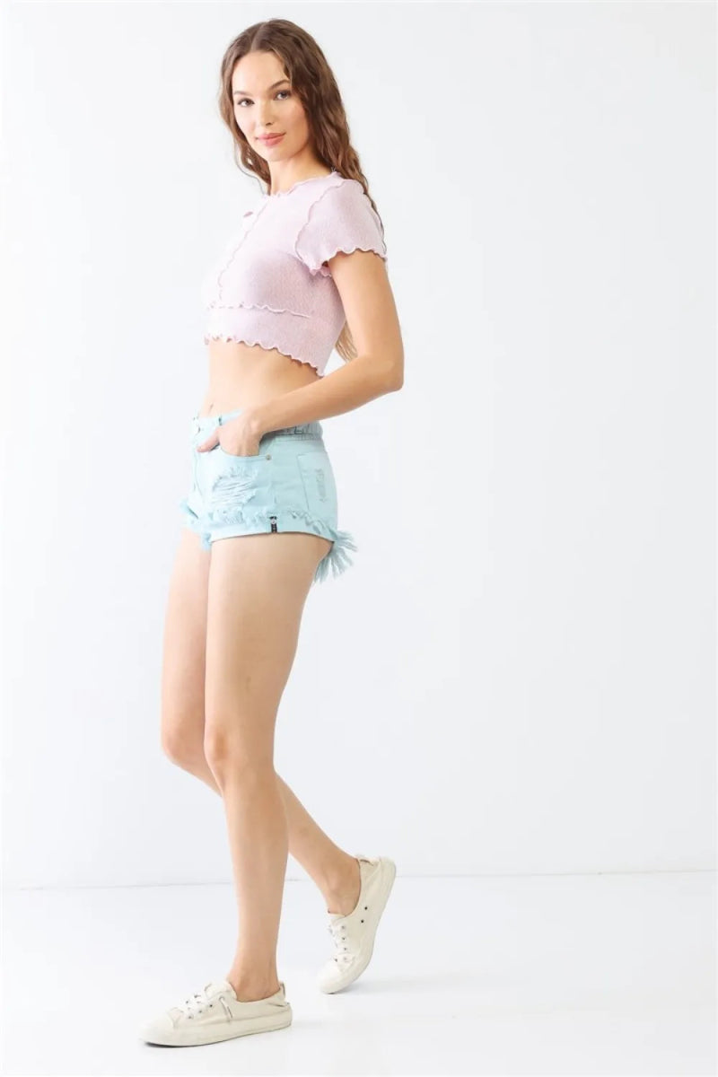 LITZ LA Distressed Ripped Denim Shorts for Trendy Style - Love Salve